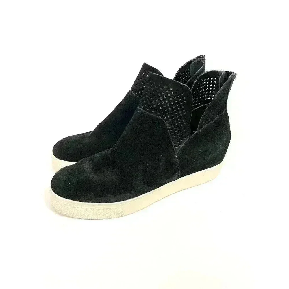 Steve Madden Black‎ Suede Leather Platform Shoes Sz 9 Wedge Sneakers